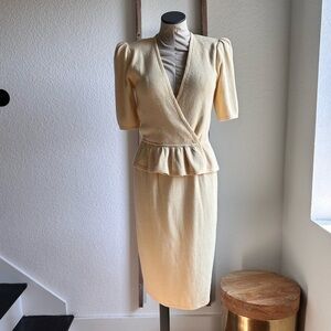 St John Vintage Yellow 2 Piece Wrap Top with Matching Skirt sz: 8
